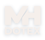 Logotipo de MH Dotex para el pie de página, marca de uniformes y dotación empresarial.